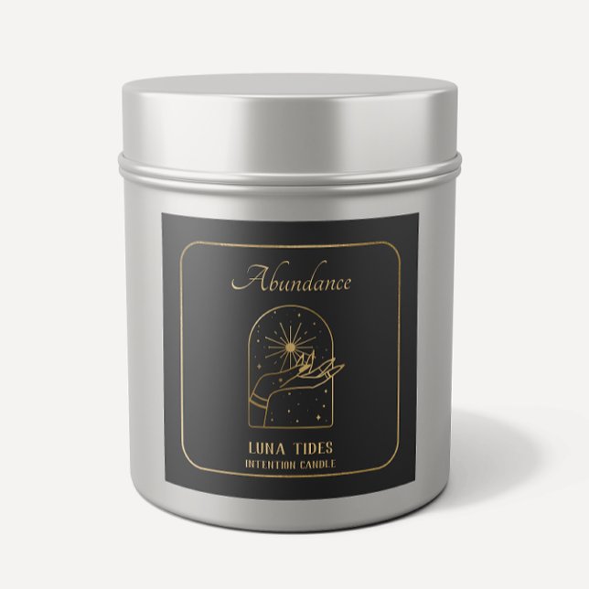 Gold Spirituelle Abundance Intention Candle Label Quadratischer Aufkleber (Von Creator hochgeladen)