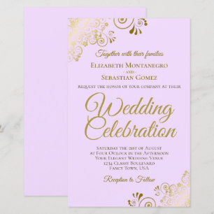 Gold Spitzen auf Lilac BUDGET Hochzeit Einladung g