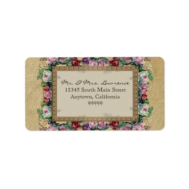 Gold & Spitzen Classic formale Elegante Hochzeitad Adressaufkleber (Vorne)