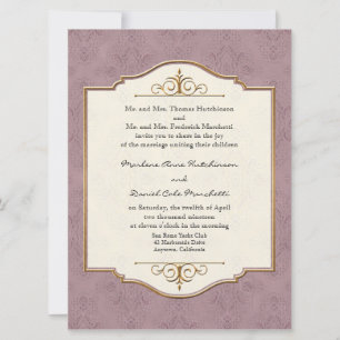 Gold & Spitzen Klassisches Formal Hochzeitsfeiern Einladung