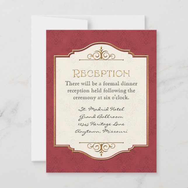 Gold & Spitzen Klassisches Formal Hochzeitsfeiern Einladung (Vorderseite)