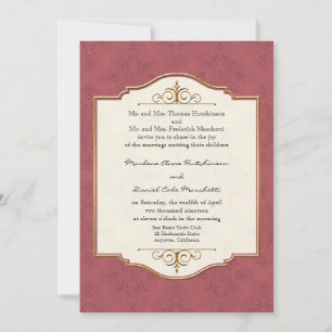 Gold & Spitzen Klassisches Formal Hochzeitsfeiern Einladung