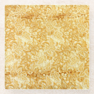 Gold Spitzen Stoff Detail, Stoff. Glasuntersetzer