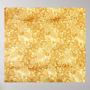 Gold Spitzen Stoff Detail, Stoff. Poster