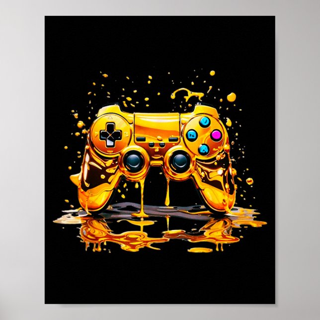 Gold Splash Video Game Controller Golden Gamer Gam Poster (Vorne)