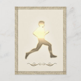 Gold Sport Athletics Marathon Jogger Hiker Postkarte