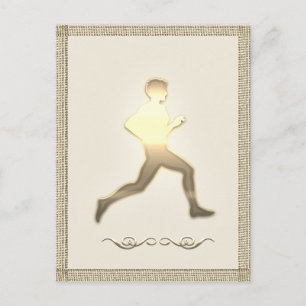 Gold Sport Athletics Marathon Jogger Wanderer Postkarte