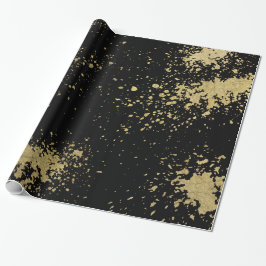 Gold-Spritzer auf Schwarz Geschenkpapier