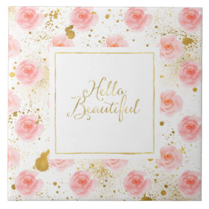 Gold Spritzer Rosa Rosen Hallo Schönheit Fliese