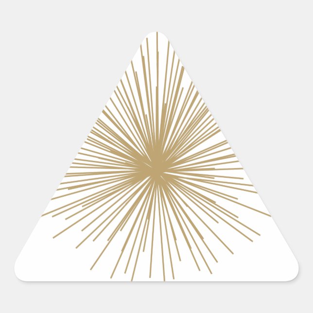 Gold Sputnik Starburst Dreieckiger Aufkleber (Vorderseite)