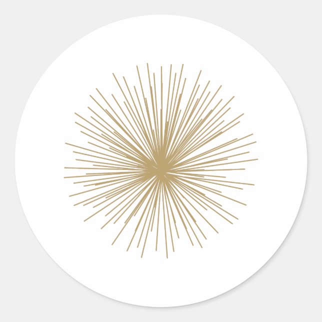 Gold Sputnik Starburst Runder Aufkleber (Vorderseite)