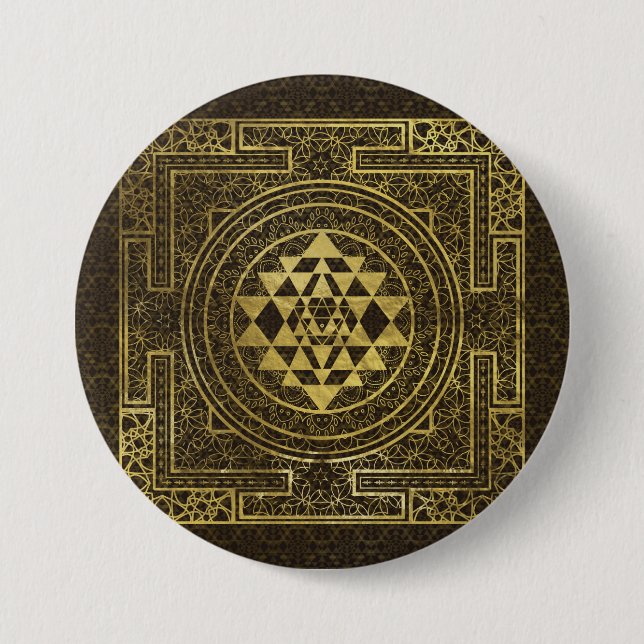 Gold Sri Yantra/Sri Chakra Button (Vorderseite)