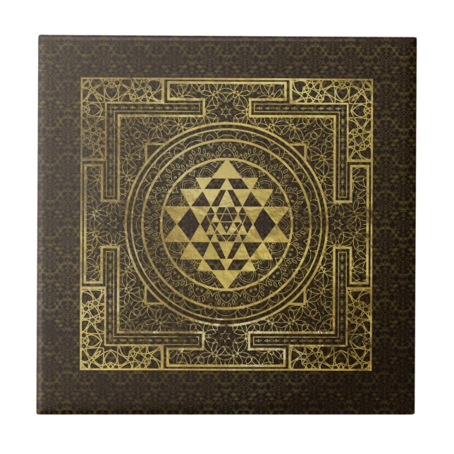 Gold Sri Yantra/Sri Chakra Fliese (Vorderseite)