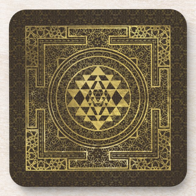 Gold Sri Yantra/Sri Chakra Untersetzer (Vorderseite)