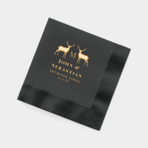 Gold Stags Monogramme & Noms Mariage gay