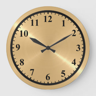 Gold Stainless Shiny Steel Metal Look Große Wanduhr