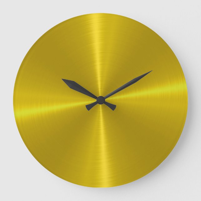 Gold Stainless Steel Metal Look Deco Große Wanduhr (Vorderseite)