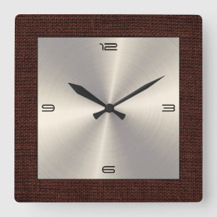 Gold Stainless Steel Moderne Burlap Border Quadratische Wanduhr