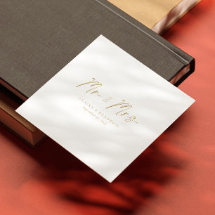 Gold Standard! Modern Mr. & Mrs. Wedding Napkins Serviette