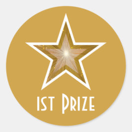 Gold Star "1. Preis" Rundaufkleber gelb Runder Aufkleber