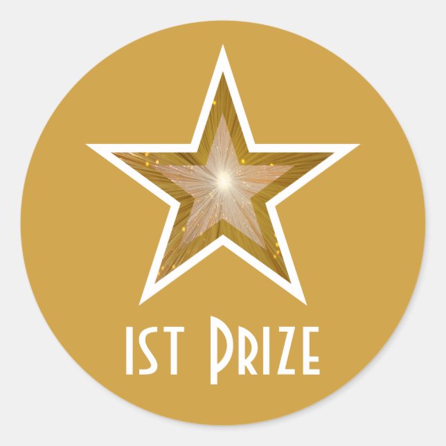 Gold Star "1. Preis" Rundaufkleber gelb Runder Aufkleber (Vorderseite)