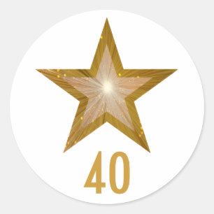 "Gold" Star "40" ("40"), rund, Aufkleber weiß