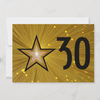 Gold Star "Age" Geburtstagseinladung schwarz-weiß Einladung