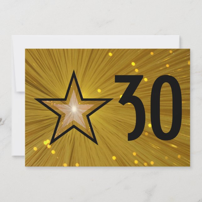 Gold Star 'Age invitation anniversaire noir retour (Devant)