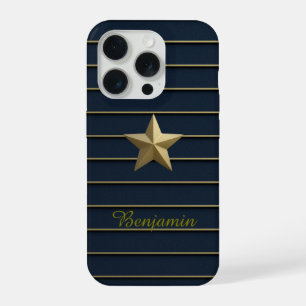 Gold Star auf Navy Blue iPhone 15 Pro Hüllen Hülle