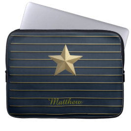 Gold Star auf Navy Blue Laptopschutzhülle