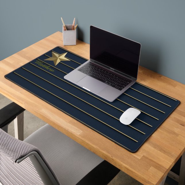 Gold Star auf Navy Blue Schreibtischunterlage (Büro 2)