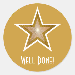 Gold Star 'Bien joué!' autocollant rond jaune