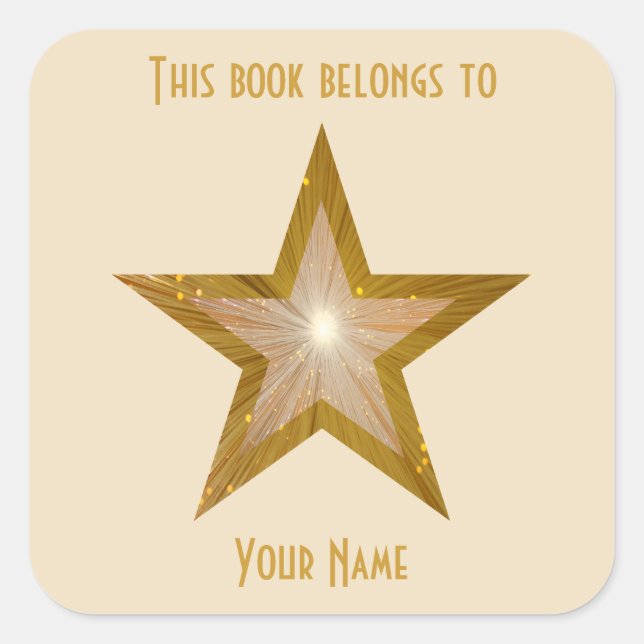 "Gold"-Star-Buchzeichen-Aufkleber Quadratischer Aufkleber (Vorderseite)