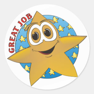 Gold Star Cartoon Runder Aufkleber