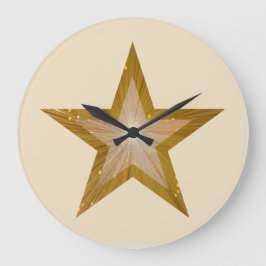 "Gold" Star clock round cream Große Wanduhr
