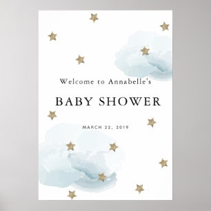 Gold Star & Cloud Twinkle Baby Dusche Begrüßungsze Poster