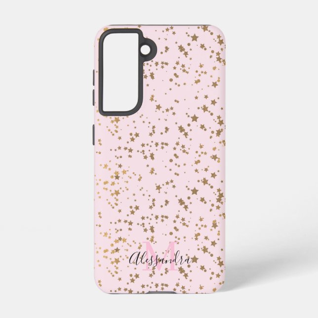 Gold Star Confetti Blush Pink Chic Samsung Galaxy Hülle (Rückseite)