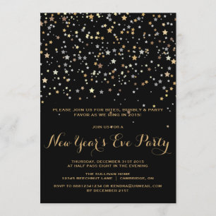 GOLD STAR CONFETTI NOUVEL AN'S EVE INVITATION