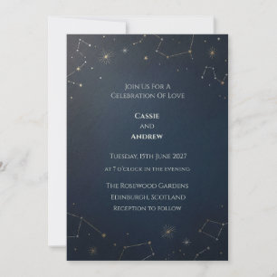 Gold Star Constellation Navy Hochzeit Einladung