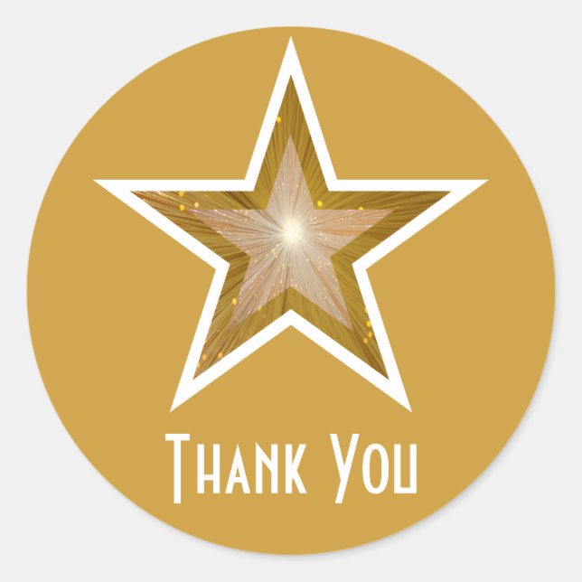 Gold-Star "Danke" Rundaufkleber gelb Runder Aufkleber (Vorderseite)