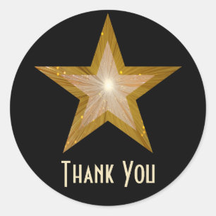 Gold Star "Danke", runder Aufkleber schwarz