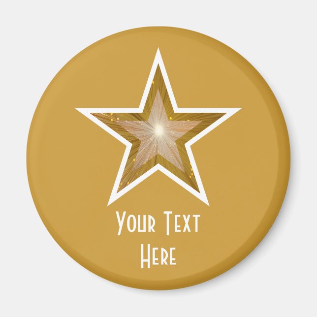 "Gold"-Star "Dein Text"-Kühlschrankmagnet Gold Magnet (Vorne)