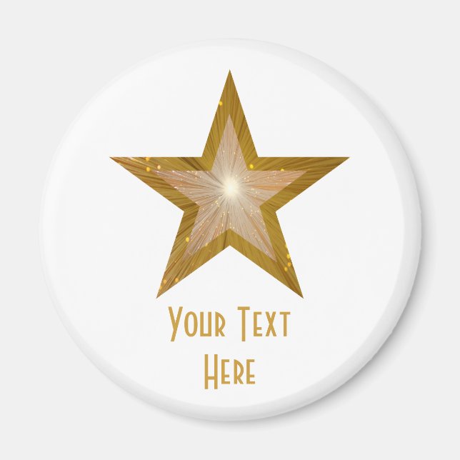 "Gold" Star "Dein Text" Kühlschrankmagnet weiß (Vorne)