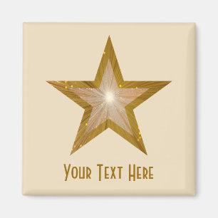 Gold Star "Dein Text"-Magnetquadrat Magnet
