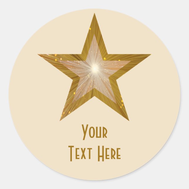 "Gold" Star "Dein Text" Rundaufkleber Runder Aufkleber (Vorderseite)