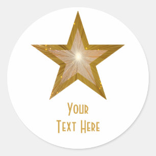Gold Star "Dein Text" Rundaufkleber weiß Runder Aufkleber