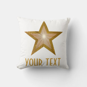"Gold Star" "Dein Text" werfen Kissen weiß