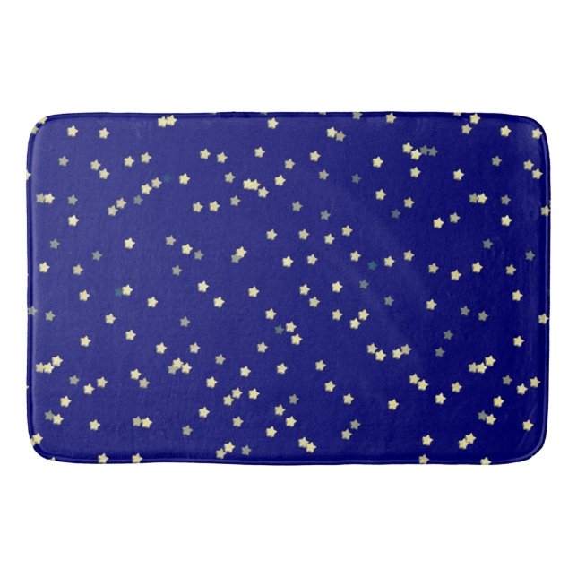 Gold Star Design auf blau Badematte (Vorderseite)