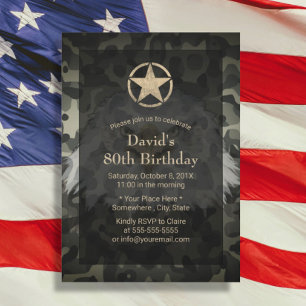 Gold Star Eagle Military Veteran Geburtstag Einladung