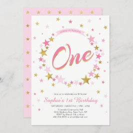 Gold Star | Einladung von Mädchen zum 1. Geburtsta